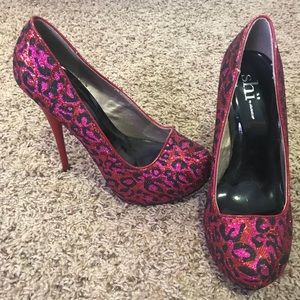 Pink leopard Shi heels